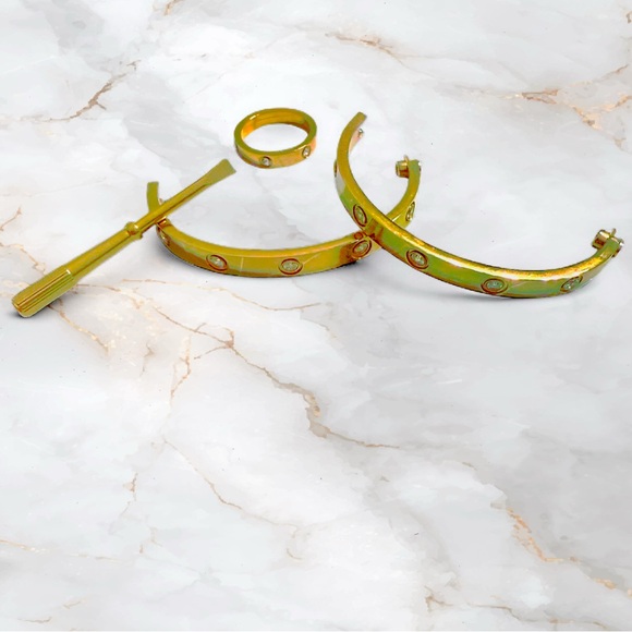 Gold-Tone Love Screw Motif Bangle Set with Matching Ring - Picture 7 of 8